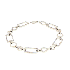 18ct White Gold Geometric Diamond Link Chain Bracelet - Valued at $9,190!