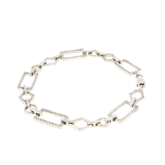 18ct White Gold Geometric Diamond Link Chain Bracelet - Valued at $9,190!
