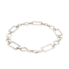 18ct White Gold Geometric Diamond Link Chain Bracelet - Valued at $9,190!