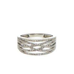 9ct White Gold Diamond Interwoven Multi-Row Band Ring