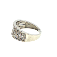 9ct White Gold Diamond Interwoven Multi-Row Band Ring