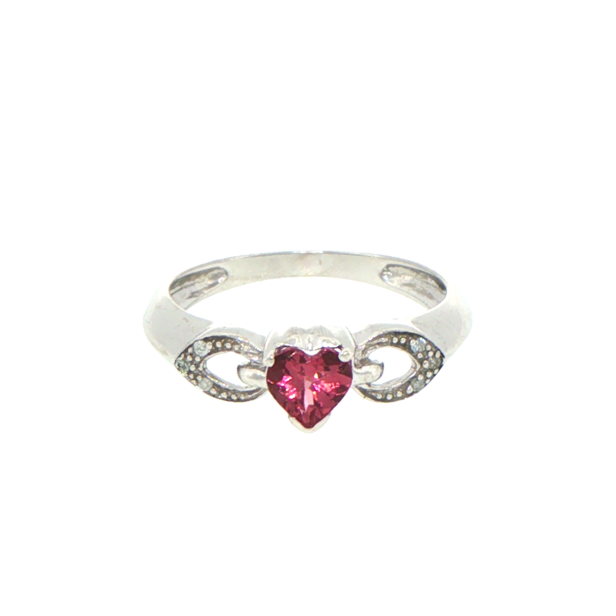 9ct White Gold Heart Infinity Ring with Diamonds