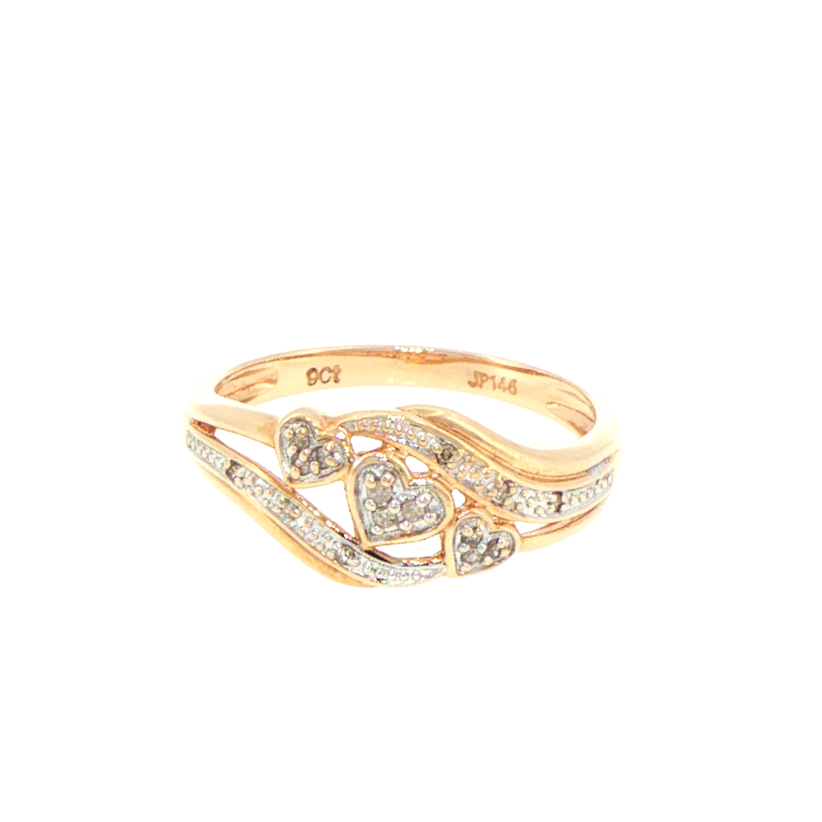 9ct Yellow Gold Diamond Heart Bypass Ring