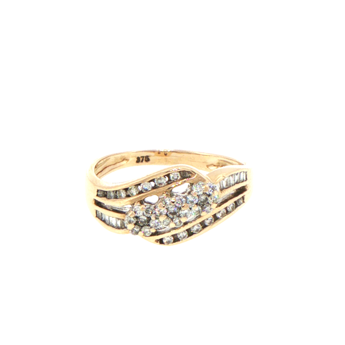 9ct Yellow Gold Diamond Cluster Cocktail Ring