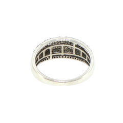 10ct White Gold Multi-Row Baguette and Round Diamond Band Ring