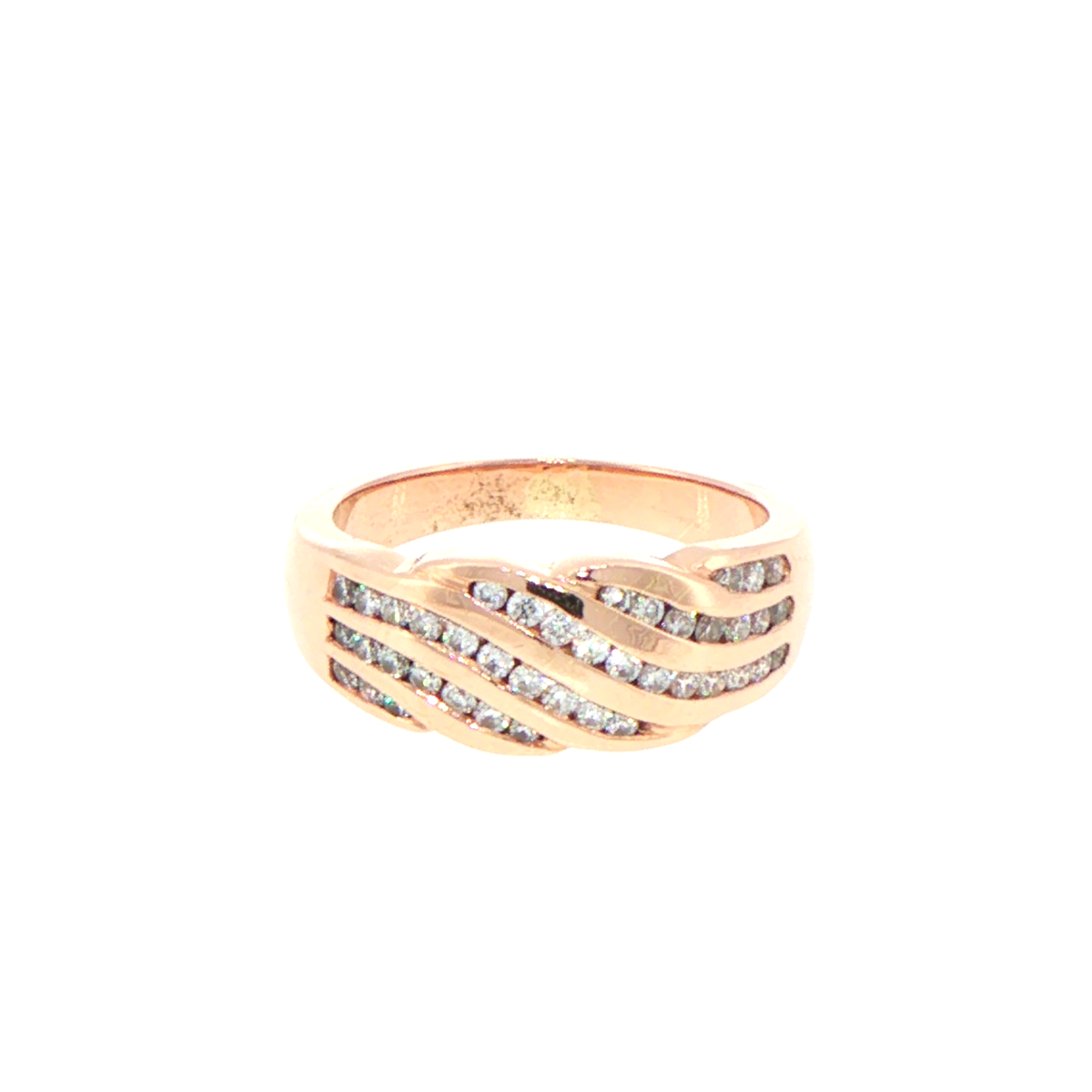 9ct Yellow Gold Intertwined Diamond Wave Band Ring