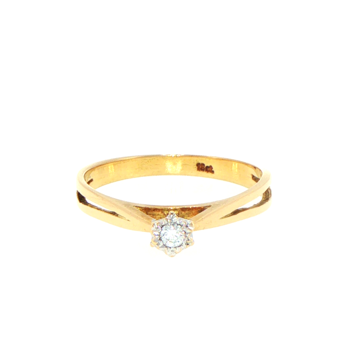 18ct Yellow Gold Diamond Solitaire Ring with Split Shank