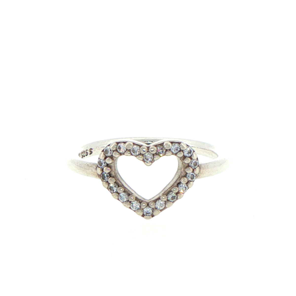 Pandora Silver Cubic Zirconia Open Heart Cocktail Ring