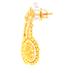 21ct Yellow Gold Filigree Floral Rawa Drop Earrings