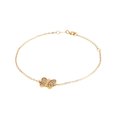 9ct Yellow Gold Cubic Zirconia Butterfly Rolo Chain Bracelet