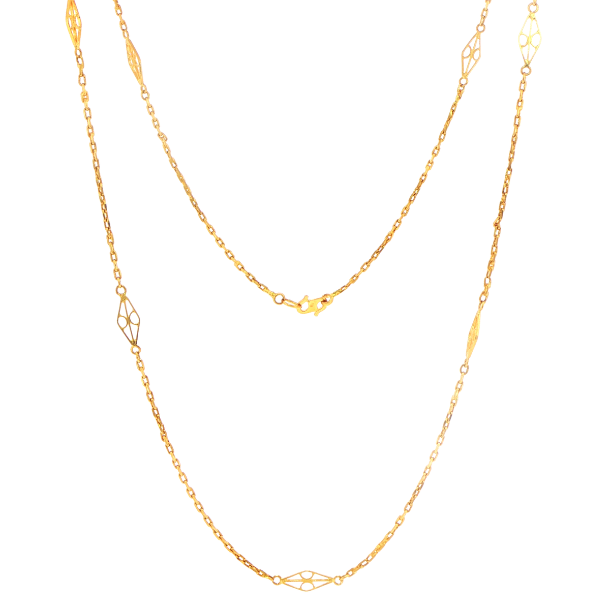 22ct Yellow Gold Openwork Station Chain Necklace