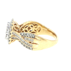 9ct Yellow Gold 1.00CT TDW Diamond Cluster Twisted Shank Ring