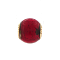 9k Gold Red Murano Glass Ball Charm Bead