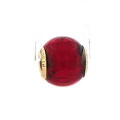 9k Gold Red Murano Glass Ball Charm Bead