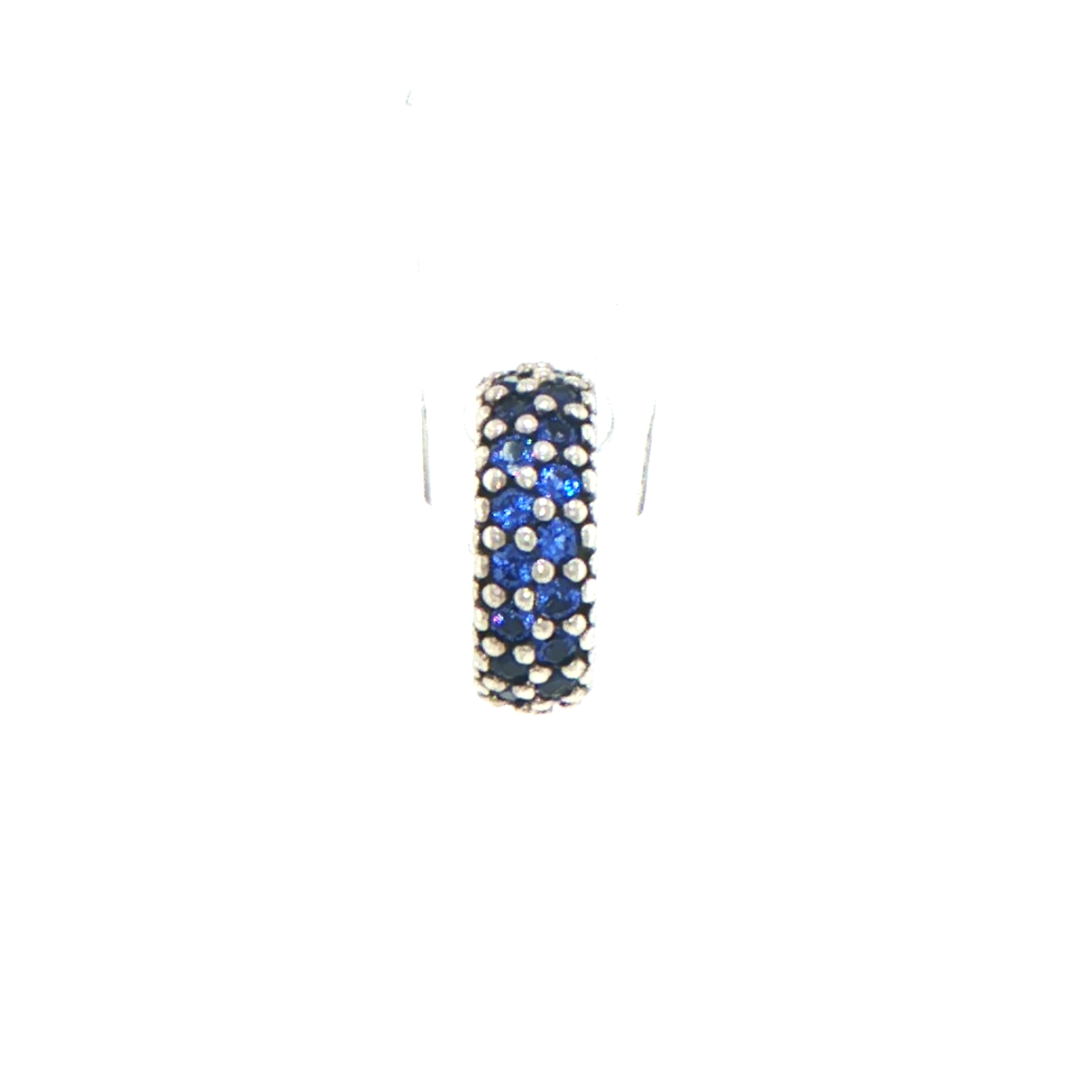 Pandora Silver Textured Sparkle Pave Spacer Charm with Blue Stones