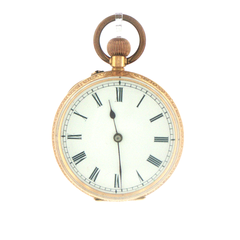 18ct Yellow Gold Vintage Pocket Watch with Roman Numeral Dial