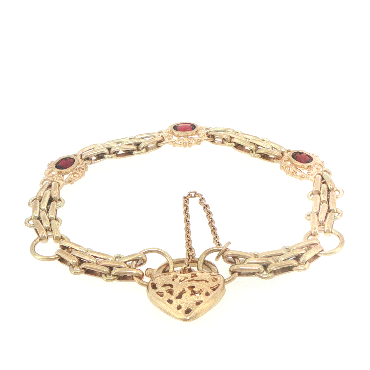 9ct Yellow Gold Chain Bracelet with Heart Padlock Clasp