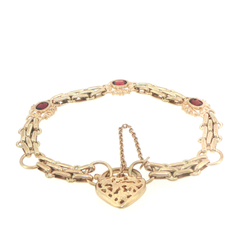 9ct Yellow Gold Chain Bracelet with Heart Padlock Clasp