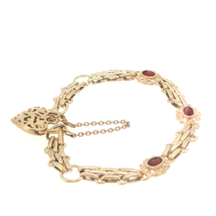 9ct Yellow Gold Chain Bracelet with Heart Padlock Clasp