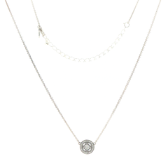 Pandora Silver Vintage-Inspired Cubic Zirconia Halo Pendant Necklace with Extension Chain