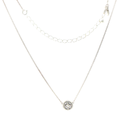 Pandora Silver Vintage-Inspired Cubic Zirconia Halo Pendant Necklace with Extension Chain