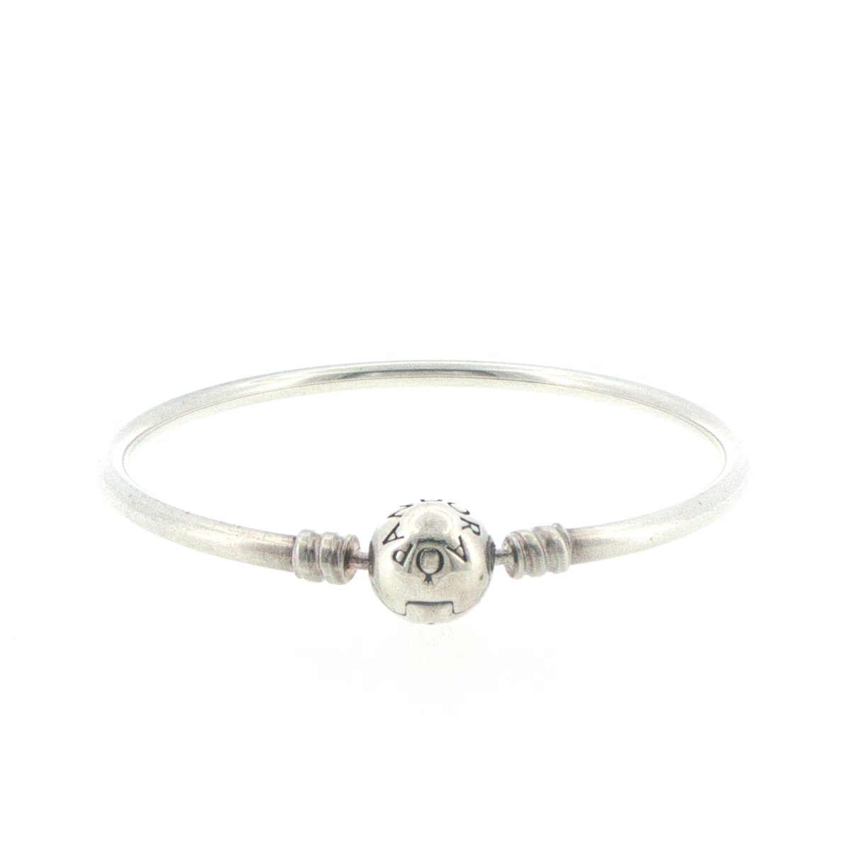 Pandora 925 Silver Bangle with Spherical Logo Clasp