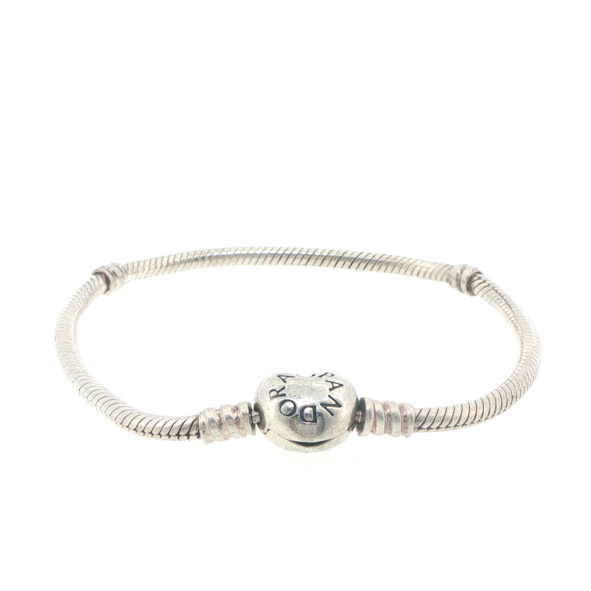 Pandora Moments 925 Silver Heart Clasp Snake Chain Bracelet