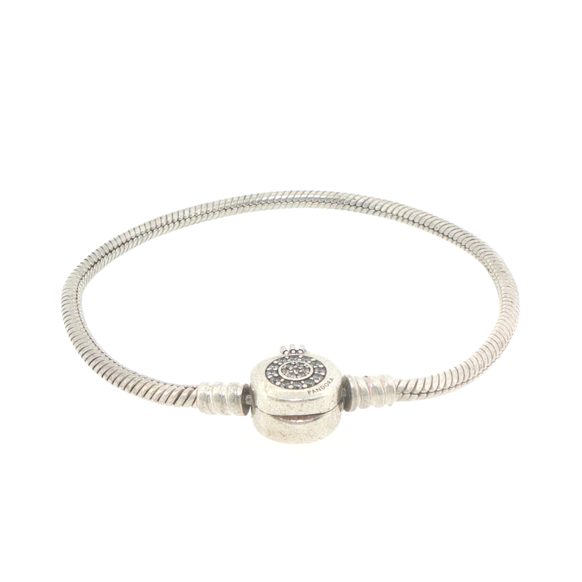Pandora Silver 925 Sparkling Crown O Snake Chain Bracelet