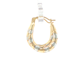 9ct Yellow Gold Textured Scalloped Hoop Earrings