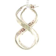 Silver 925 Greek Key Inifinity Twist Hoop Earrings