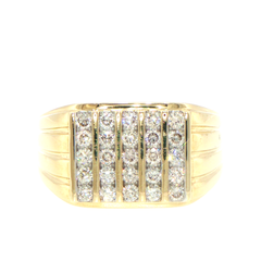 9ct Yellow Gold Diamond Channel Set Signet Ring