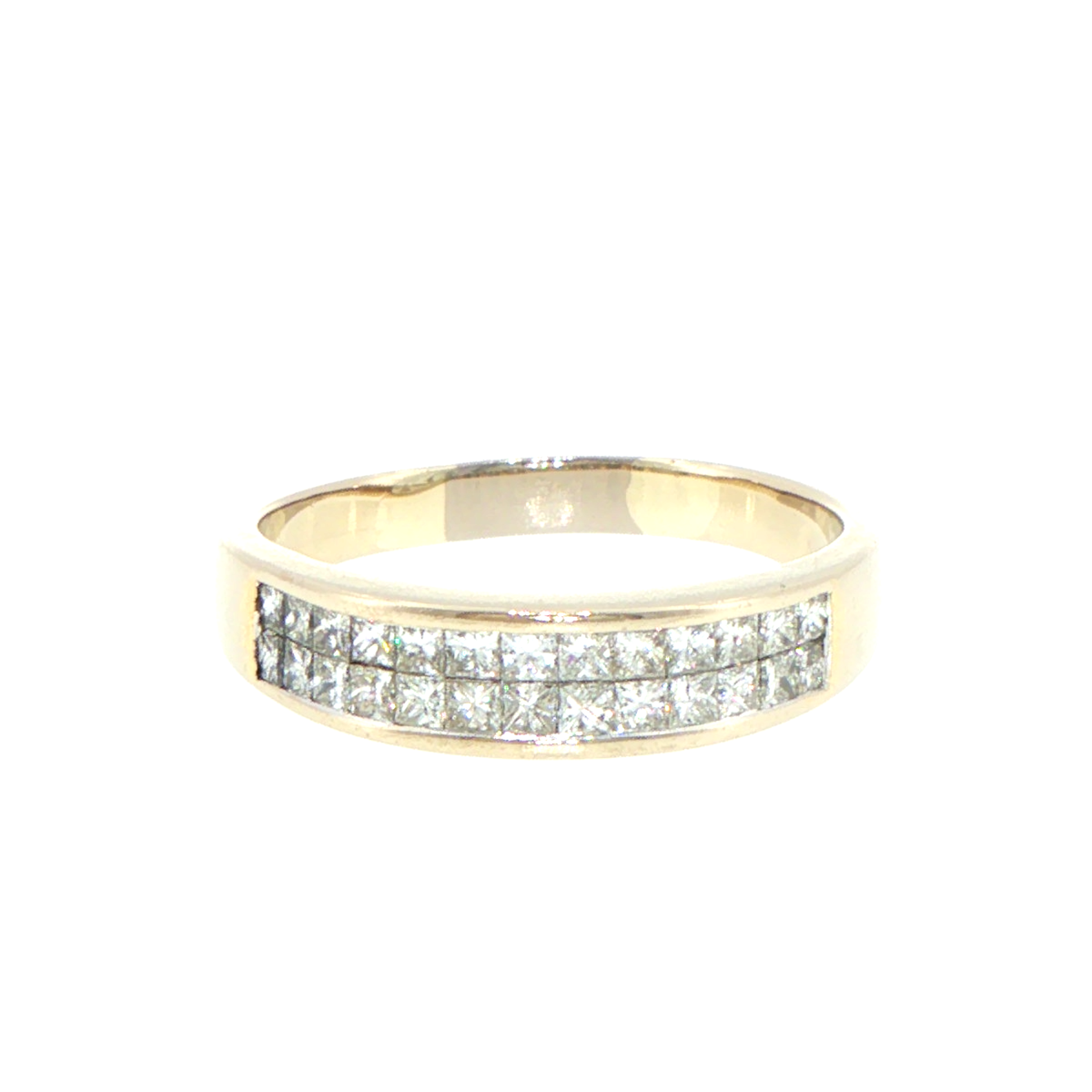 18ct Yellow Gold Double Row Diamond Band Ring