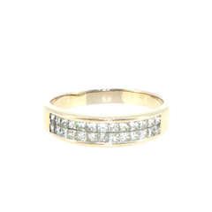 18ct Yellow Gold Double Row Diamond Band Ring