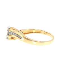 14ct Yellow Gold Diamond Bypass Cluster Ring
