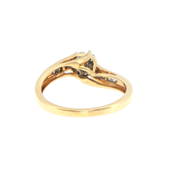 14ct Yellow Gold Diamond Bypass Cluster Ring
