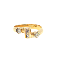 14ct Yellow Gold Diamond Asymmetric Bypass Multi-Stone Ring
