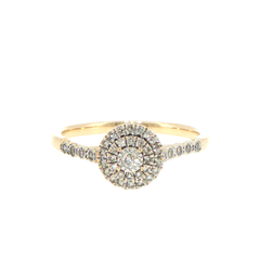 9ct Yellow Gold Diamond Double Halo Cluster Ring
