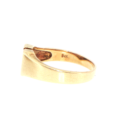 9ct Yellow Gold Letter V Diamond Accent Band Ring