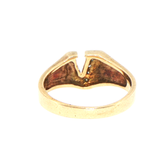 9ct Yellow Gold Letter V Diamond Accent Band Ring