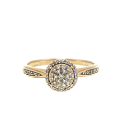 9ct Yellow Gold Vintage-Inspired Diamond Cluster Ring