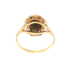 9ct Yellow Gold Oval Solitaire Filigree Ring