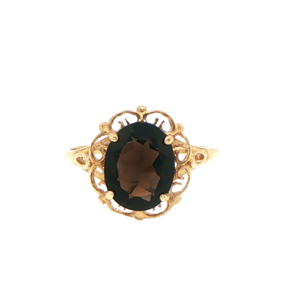 9ct Yellow Gold Oval Solitaire Filigree Ring