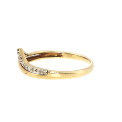 9ct Yellow Gold Diamond Accent Chevron Band Ring