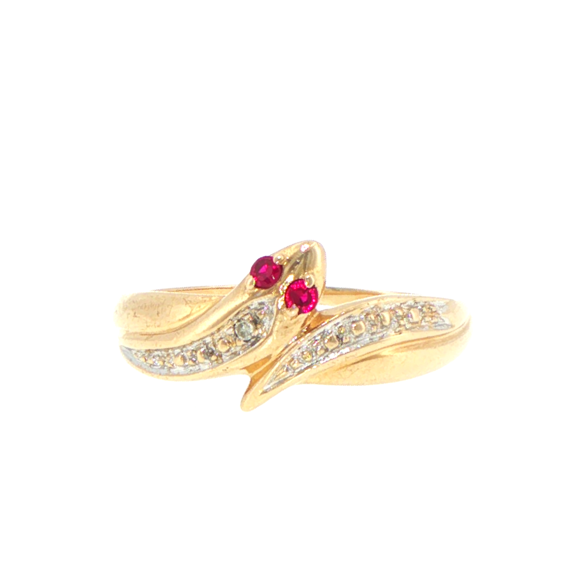 9ct Yellow Gold Diamond Snake Ring