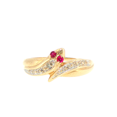 9ct Yellow Gold Diamond Snake Ring