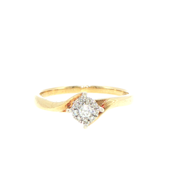 9ct Yellow Gold Diamond Cluster Bypass Ring