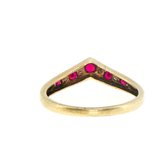 9ct Yellow Gold Chevron Created Ruby and Diamond Ring