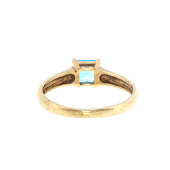 9ct Yellow Gold Square Cut Blue Solitaire Ring