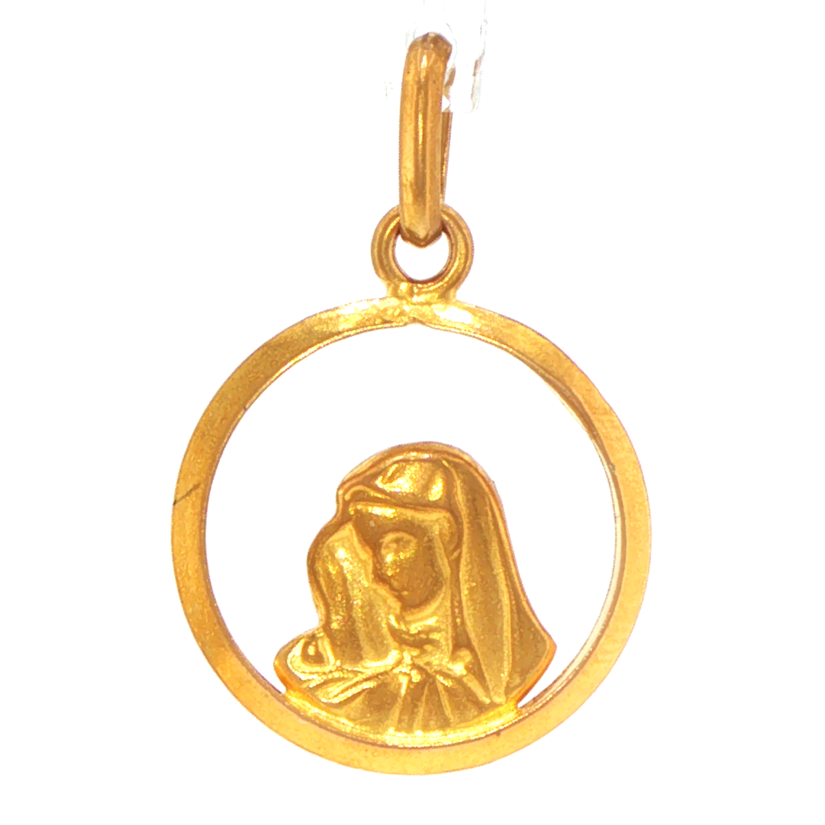 18ct Yellow Gold Openwork Virgin Mary Madonna Pendant