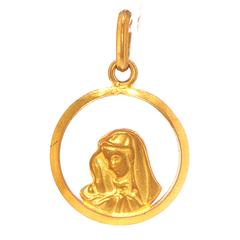 18ct Yellow Gold Openwork Virgin Mary Madonna Pendant